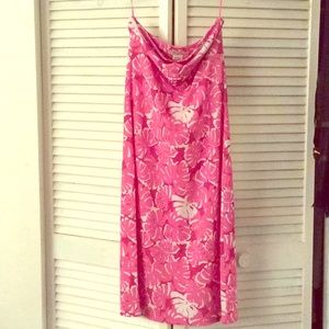 Michael Kors strapless floral pink dress